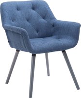 Clp Cassidy Eetkamerstoel - Stof - Blauw houten onderstel kleur grijs