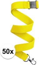 50x Longe / longe jaune avec porte-clés mousqueton 50 cm - Lanières / lanière en polyester