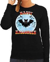 Happy Halloween vleermuis verkleed sweater zwart voor dames S