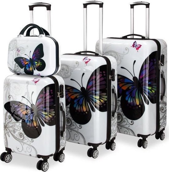 Set valise, set de voyage, valises, motif papillon | bol.com