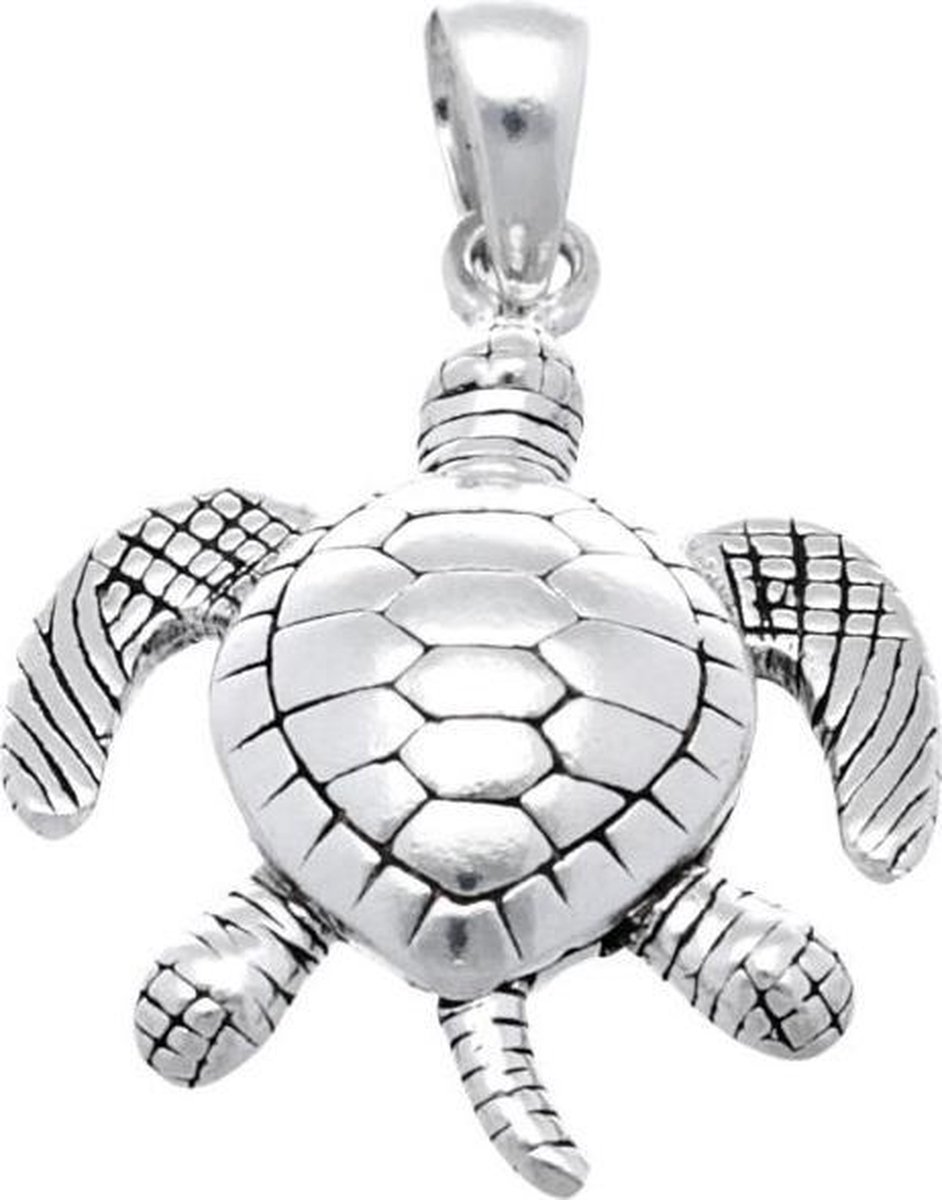 Zilveren Schildpad met bewegende delen kettinghanger