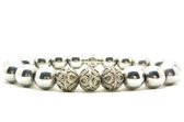 Beaddhism - Armband - Hematiet (RVS Steel colored) - Kashmir 3 - Sterling Zilver 10 mm - 18 cm