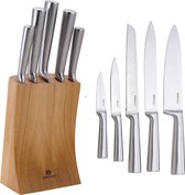 Set de couteaux avec bloc 6 parties - acier inoxydable - bloc de couteaux rotatif en bois Norberg