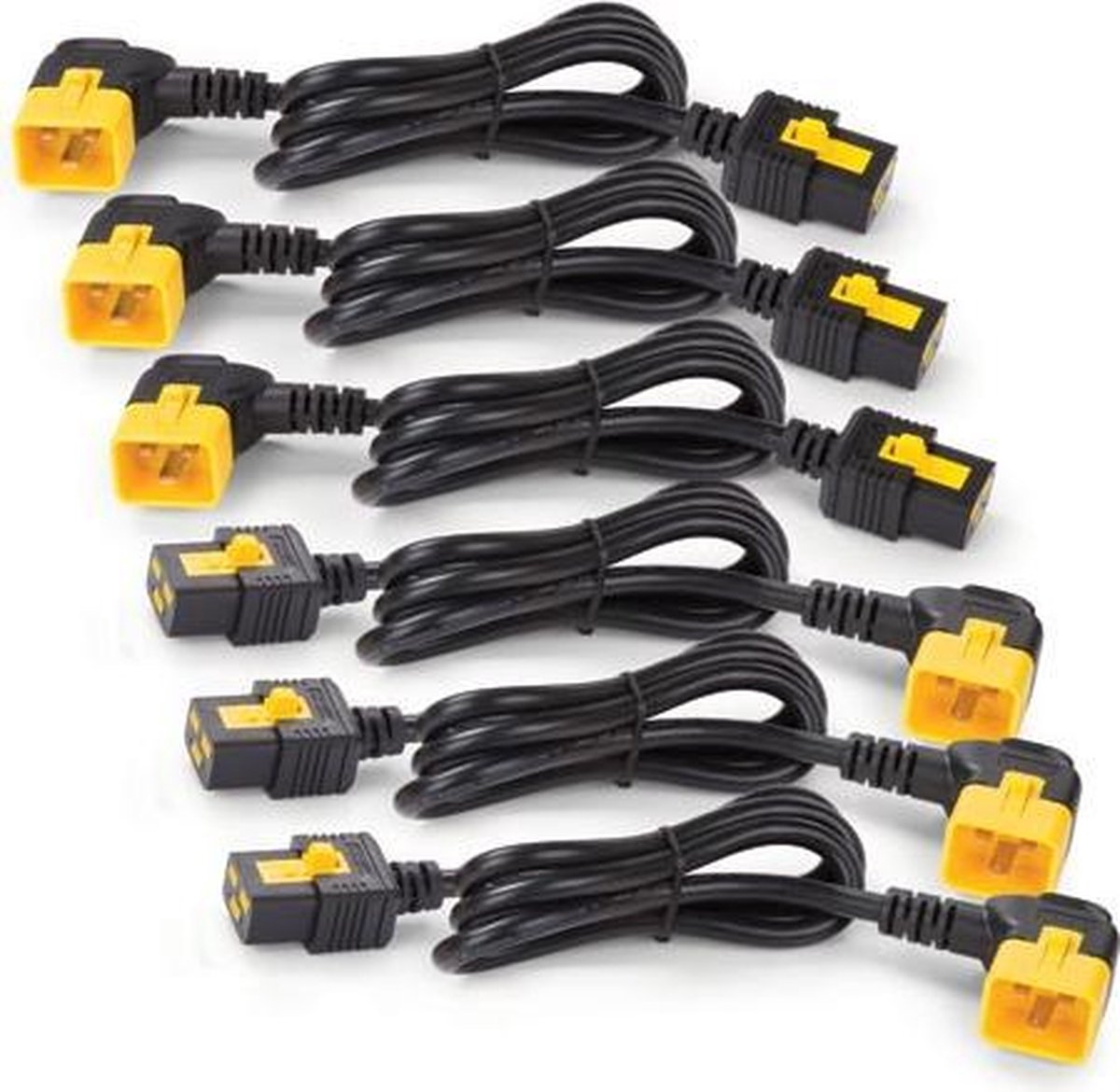 APC Stroomkabelkit (6 ea), blokkerend, C19 naar C20 (90 graden), 1,8 m
