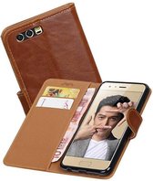 Zakelijke Book Case Telefoonhoesje Geschikt voor de Huawei Honor 9 - Portemonnee Hoesje - Pasjeshouder Wallet Case - Bruin