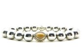Beaddhism - Armband - Hematiet (RVS Steel colored) - Sun - Sterling Zilver 10 mm - 20 cm