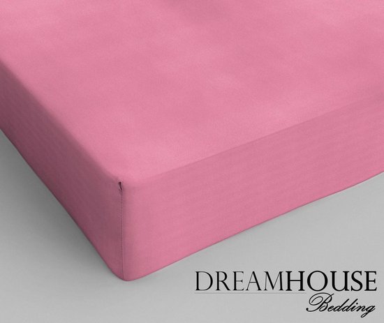 Literie Dreamhouse - Drap housse - Coton - Simple - 160x220 cm - Rose