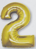 Folieballon cijfer 2, goud 92 cm