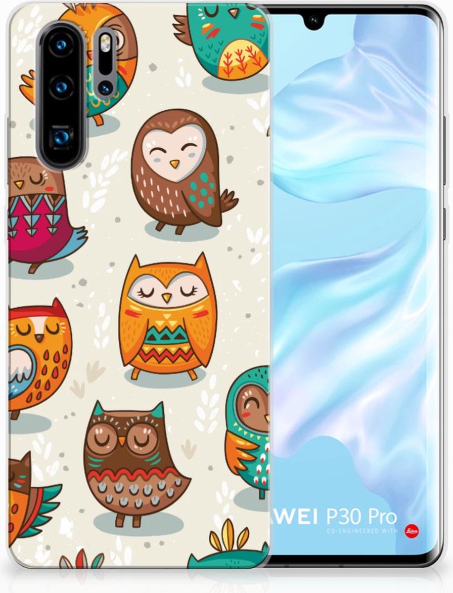 Huawei P30 Pro TPU Hoesje Vrolijke Uilen