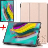 Hoes + Screenprotector geschikt voor Samsung Galaxy Tab S5e - Smart Book Case Hoesje - iCall - Goud