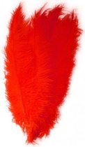 3x Grote veren/struisvogelveren rood 50 cm - Carnaval feestartikelen - Sierveren/decoratie veren - Musketier - Charleston veren