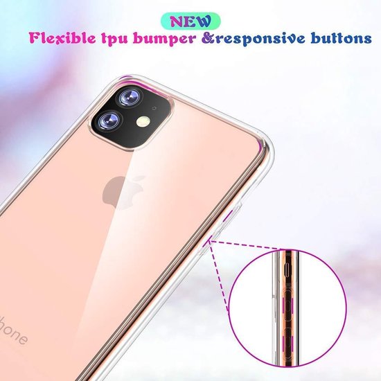 Étui iPhone 11 Pro Max Étui souple en silicone TPU transparent + Protecteur d'écran en verre trempé 2X