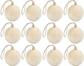 12x Houten kerstballen van licht hout Keizerin boom 6,4 cm - Kerstballen decoratie hangers