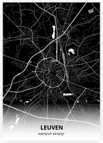 Leuven plattegrond - A2 poster - Zwarte stijl