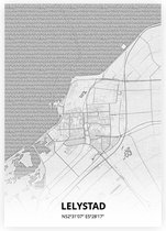Lelystad plattegrond - A4 poster - Tekening stijl