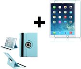 iPad Air 3 2019 Hoesje -10.5 inch - iPad Air 3 2019 Screenprotector - Draaibare Book Case Bescherm Cover Turquoise+ Screenprotector Tempered Glass