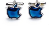 Manchetknopen - Blauwe Appel Apple Parelmoer Effect