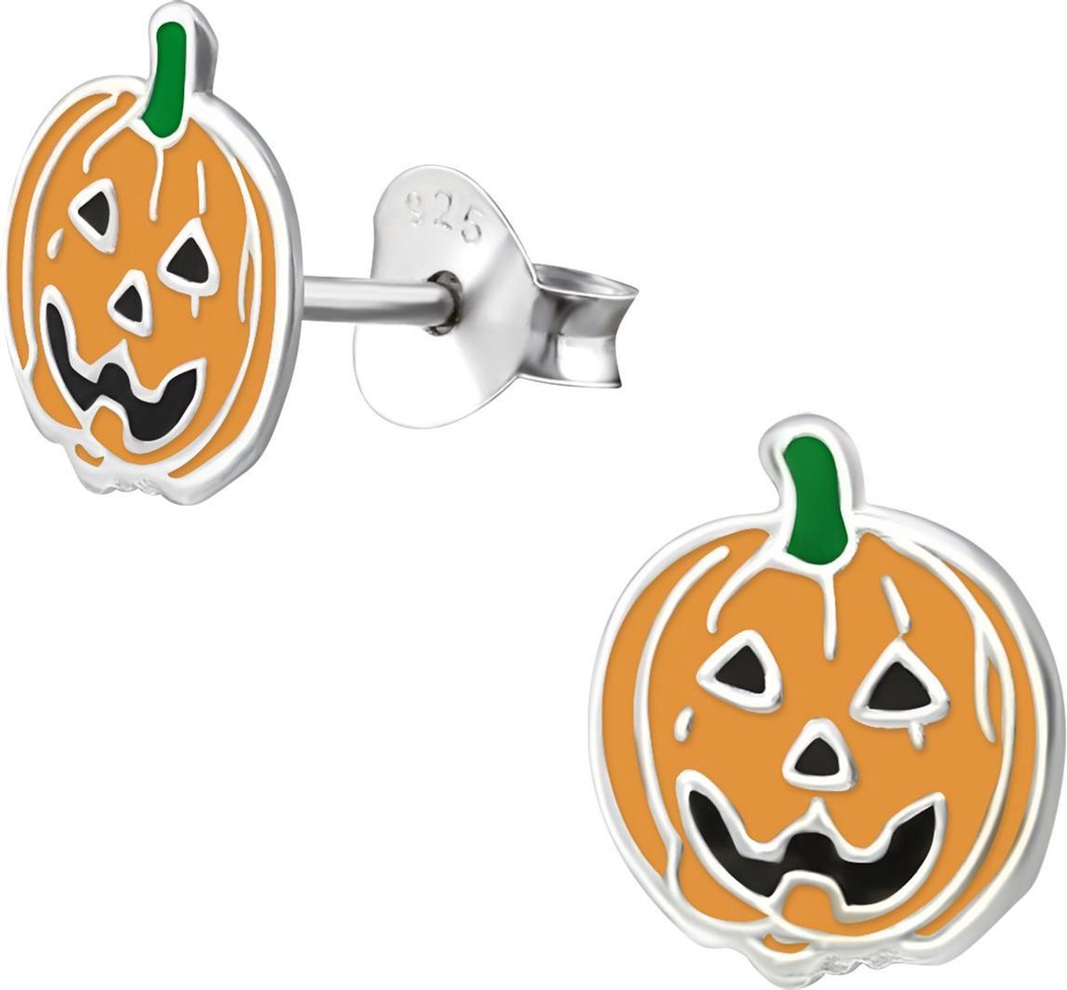 Toverstaartjes kindersieraden - Halloween oorbellen - pompoenen - zilveren oorstekers - oranje