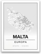 Poster/plattegrond MALTA - 30x40cm