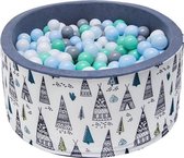 Ballenbak - stevige ballenbad -90 x 40 cm - 400 ballen Ø 7 cm - blauw, wit, grijs en groen