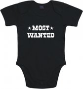 Rompertjes baby met tekst - Most wanted - Romper zwart - Maat 74/80