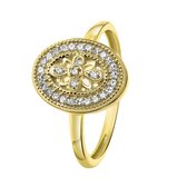 Lucardi Dames Ring 30 diamanten 0,07ct - Ring - Cadeau - 14 Karaat Goud - Geelgoud