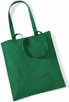 50x Katoenen schoudertasjes groen 42 x 38 cm - 10 liter - Shopper/boodschappen tas - Tote bag - Draagtas