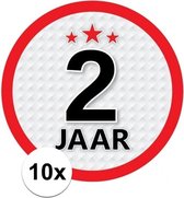 10x 2 Jaar leeftijd stickers rond 15 cm - 2 jaar verjaardag/jubileum versiering 10 stuks