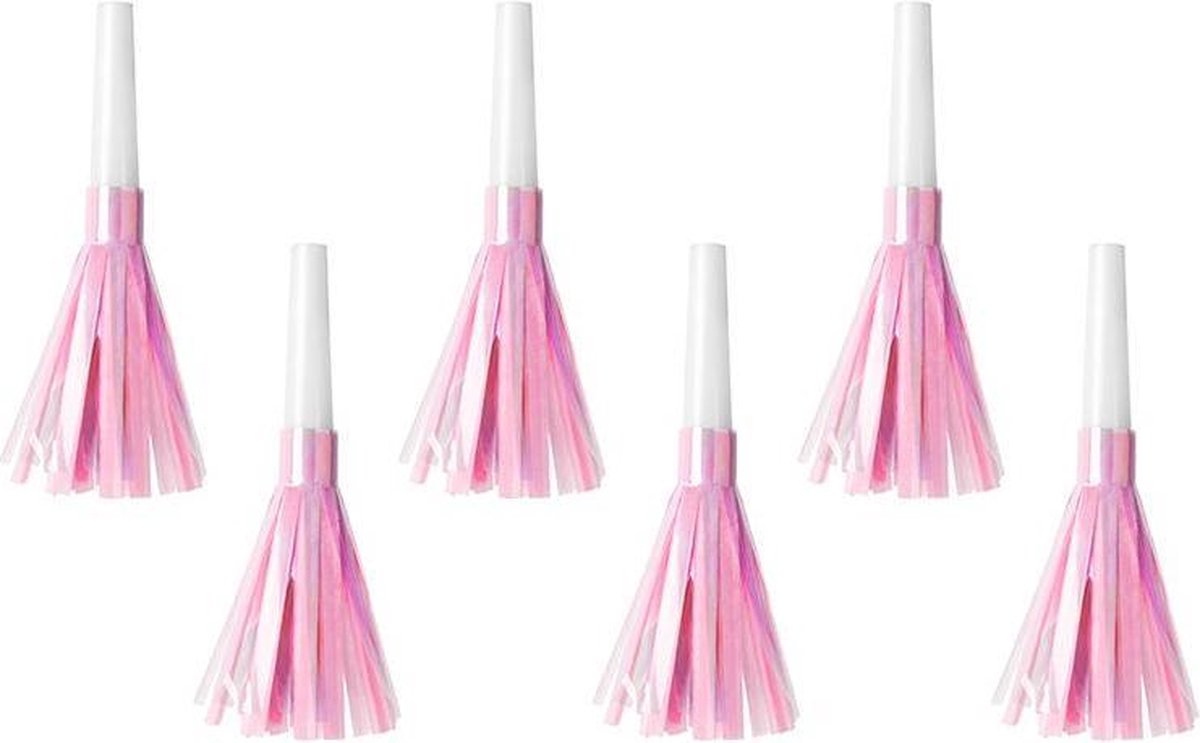 Feesttoeter lichtroze metallic 6 stuks