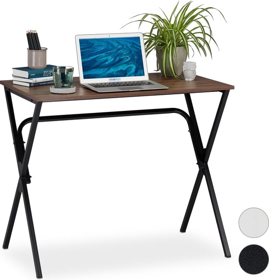 Relaxdays bureau - computertafel - kinderbureau - ruimtebesparend - 76 cm hoog - Hout / zwart