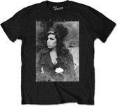 Amy Winehouse Heren Tshirt -XL- Flower Portrait Zwart