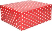 2x Inpakpapier/cadeaupapier rood met stip 200 x 70 cm op rollen - Kadopapier/geschenkpapier