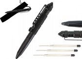 Tactische Pen - Zwart - Aluminium - Kubotan Punt voor Zelfverdediging - Met hoesje en 3 vullingen