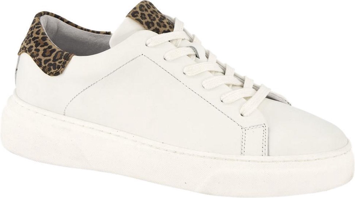 5th Avenue Dames Witte leren sneaker panterprint - Maat 39 | bol.com