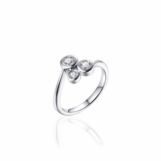 Jewels Inc. Bague - Zircone Blanche - Argent Massif Rhodié - Taille 54