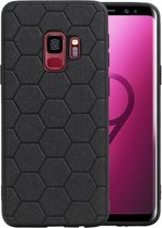 Hexagon Hard Case - Telefoonhoesje - Backcover Hoesje - achterkant hoesje - Geschikt voor Samsung Galaxy S9 - Zwart