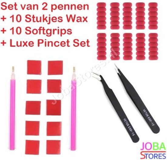 Diamond Painting "JobaStores®" Pennen + Wax + Softgrips + Pincet Set