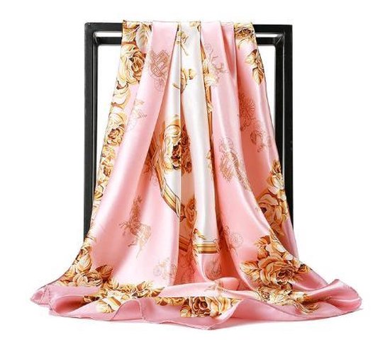 Sjaal dames zijde roze / zalm 90X90 | bol.com