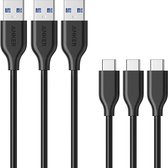 Anker Powerline USB 3.0 naar USB C Kabel 0.9m - 3 pack - Zwart