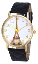 Hidzo Horloge Eiffeltoren ø 37 mm - Zwart - In horlogedoosje