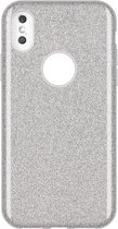 HB Hoesje Geschikt voor Apple iPhone XR - Glitter Back Cover - Silver