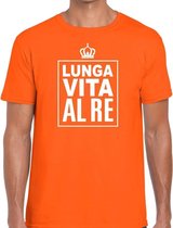 Oranje Lunga vita al Re Italiaanse tekst shirt heren - Oranje Koningsdag/ Holland supporter kleding L