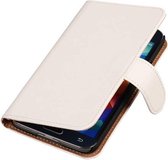 Samsung Galaxy Grand Neo - Wit Effen Egaal Hoesje - Book Case Wallet Cover Beschermhoes