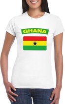 T-shirt met Ghanese vlag wit dames XS