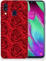 Geschikt voor Samsung Galaxy A40 TPU Siliconen Hoesje Red Roses