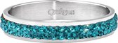 Quiges Stapelring Ring - Vulring Turquoise Zirkonia - Dames - RVS zilverkleurig - Maat 20 - Hoogte 4mm