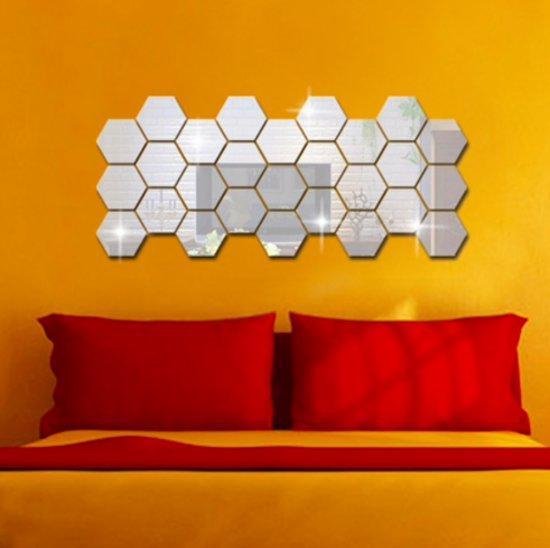 Hexagon Wand Spiegel - 12 Stuks - 85x100x50 mm Zeshoekige tegel - Decoratie  voor... | bol.com