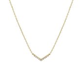 The Fashion Jewelry Collection Ketting V Zirkonia 0,8 mm 40 - 44 cm - Geelgoud