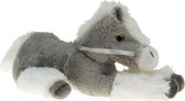 Speelgoed pluche paard/pony grijs met wit 30 cm