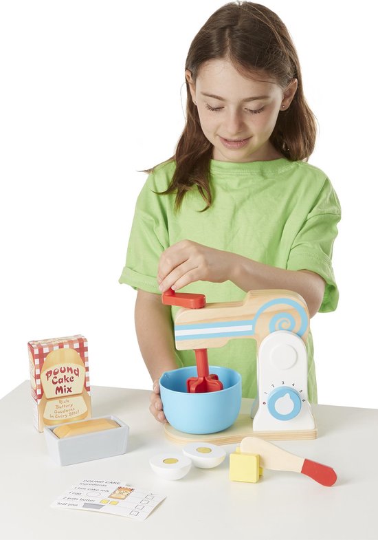 Thumbnail van een extra afbeelding van het spel Melissa & Doug Houten mixerset voor cake bakken (keukenspeelgoed, draaiknoppen met nummers, bevordert creatief denken, 11-delige set, geweldig cadeau voor meisjes en jongens - ideaal voor kinderen van 3, 4, 5 jaar en ouder)